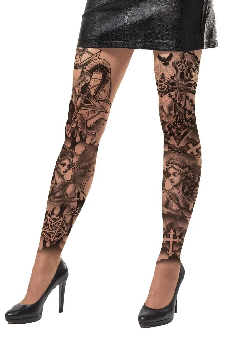 Pantys Efecto Tatuaje Satánico para Mujer