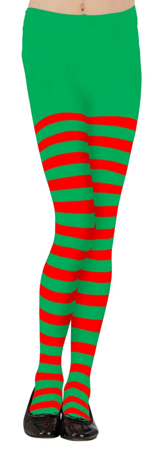 Pantys de Elfa Navideña Infantiles con Rayas Rojas y Verdes - Image 3