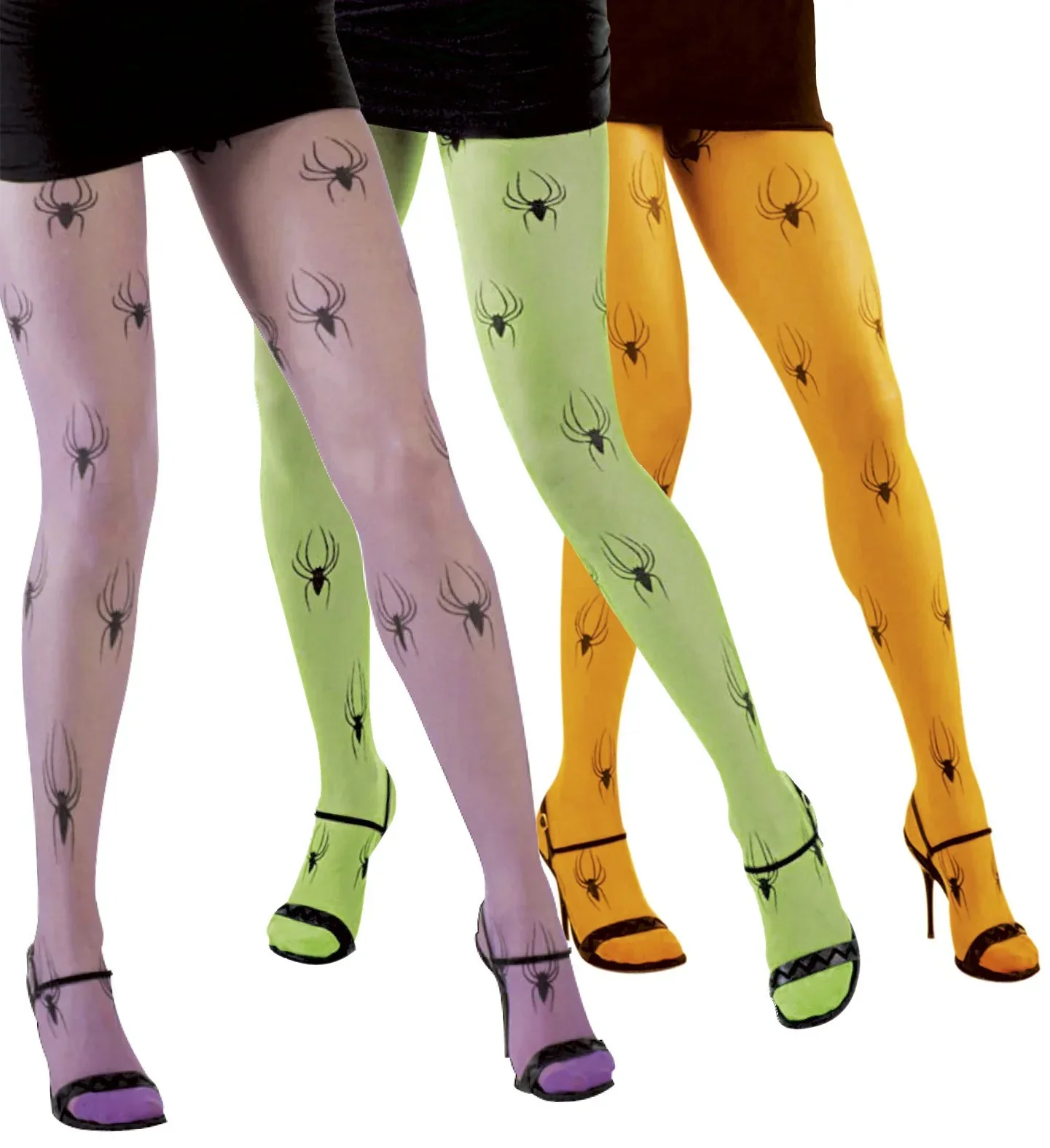 Pantys Fluorescentes con Arañas para Mujer