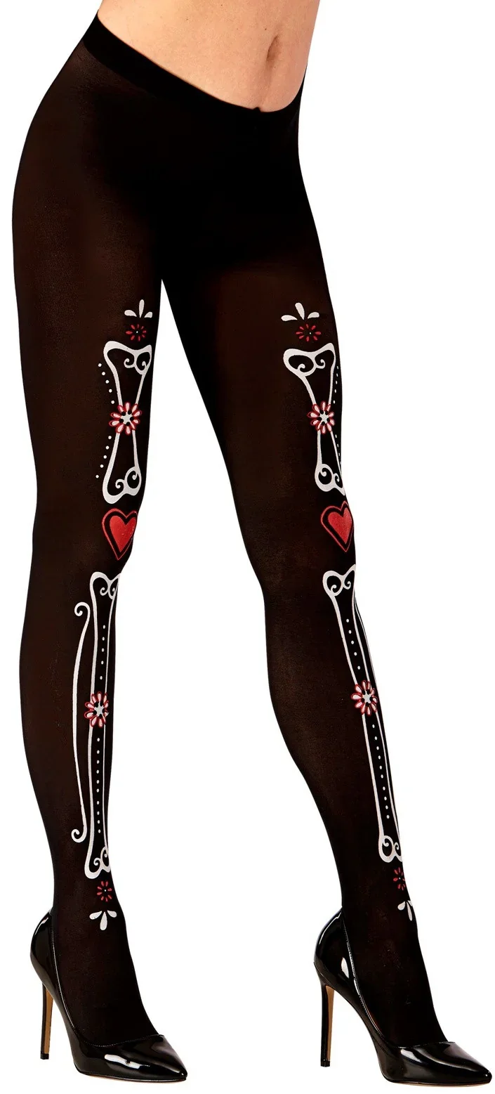 Pantys Negros con Huesos Decorados para Mujer - Image 2