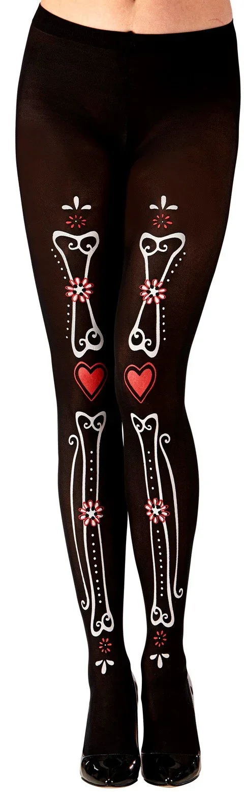 Pantys Negros con Huesos Decorados para Mujer - Image 3