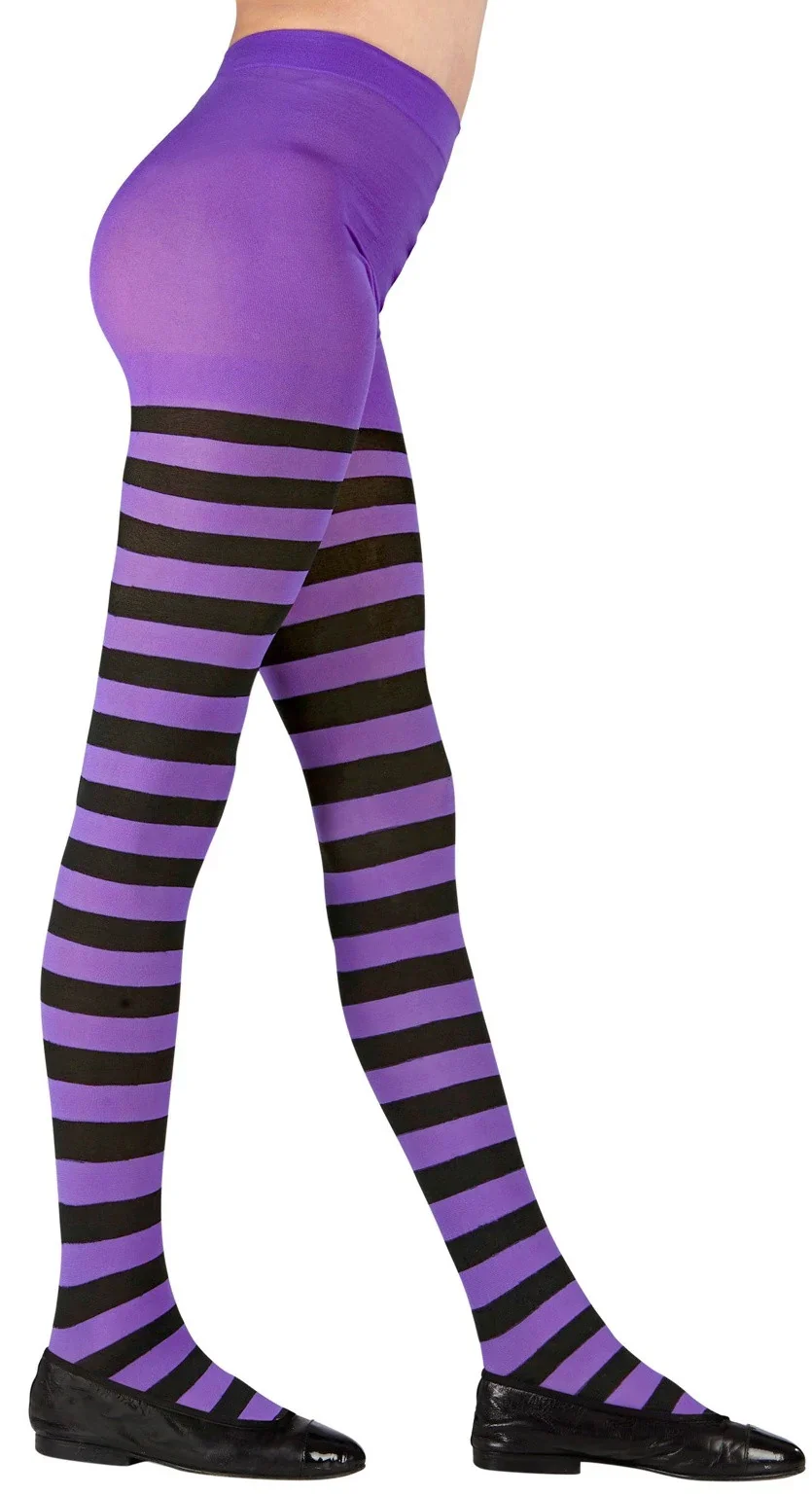 Pantys para Niña de Rayas Moradas y Negras - Image 2