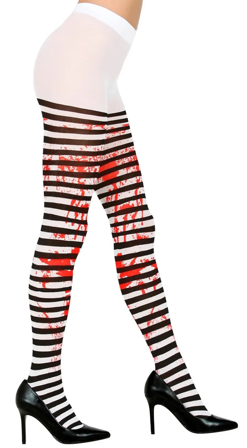 Pantys de Rayas Blancas y Negras con Sangre - Image 2