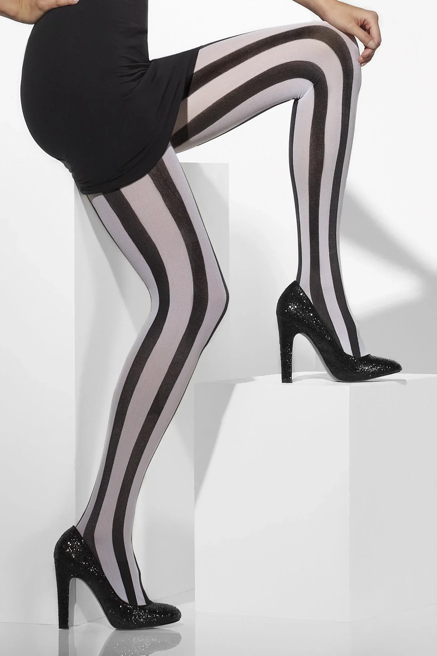 Pantys de Rayas Verticales Blancas y Negras para Adulta - Image 2