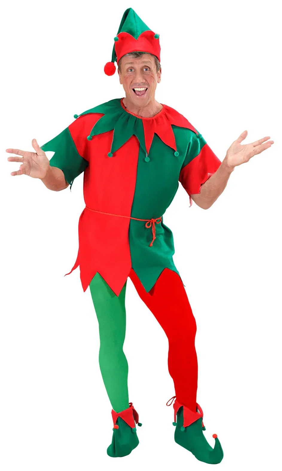 Pantys Rojos y Verdes de Elfo Navideño para Adulto - Image 4