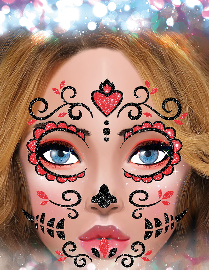 Pegatinas Faciales de Catrina con Purpurina - Image 5