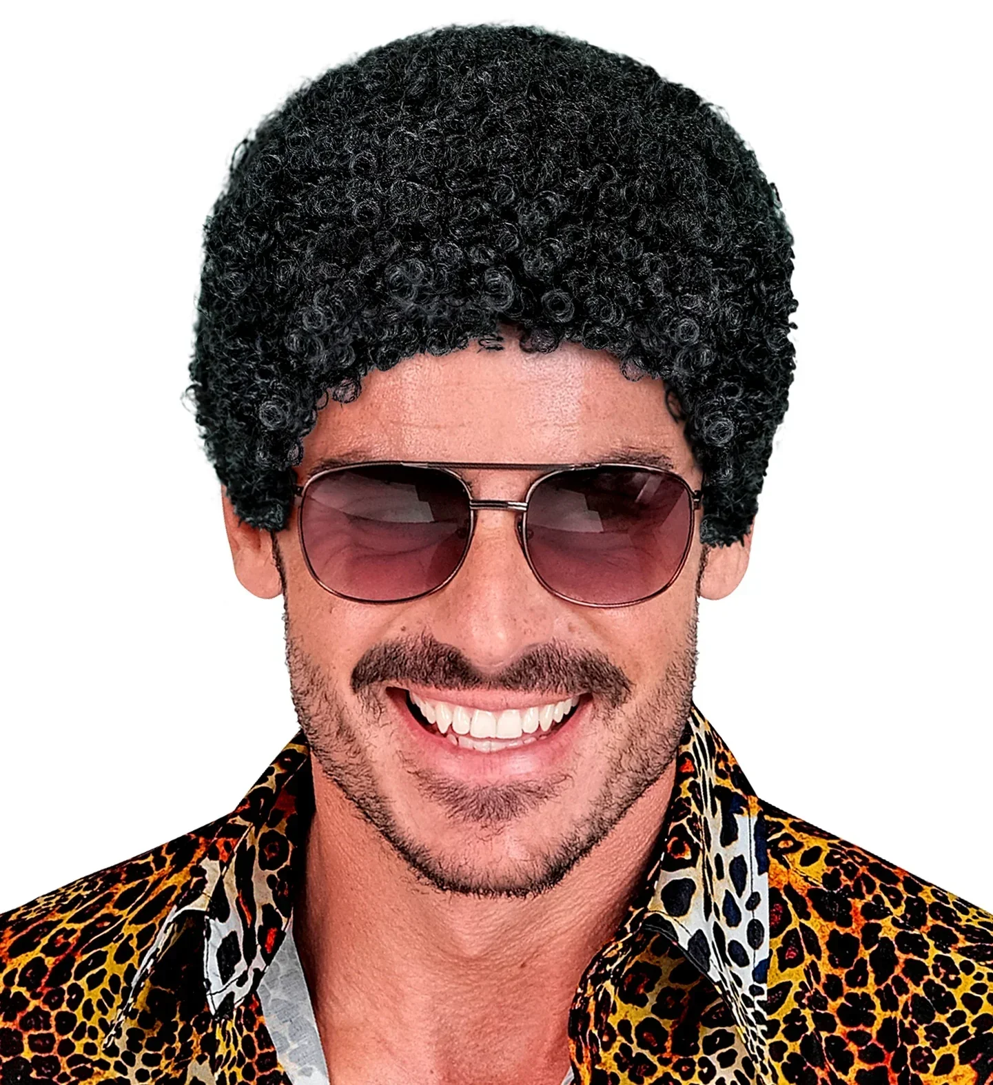 Peluca Afro Morena Corta Efecto Mojado