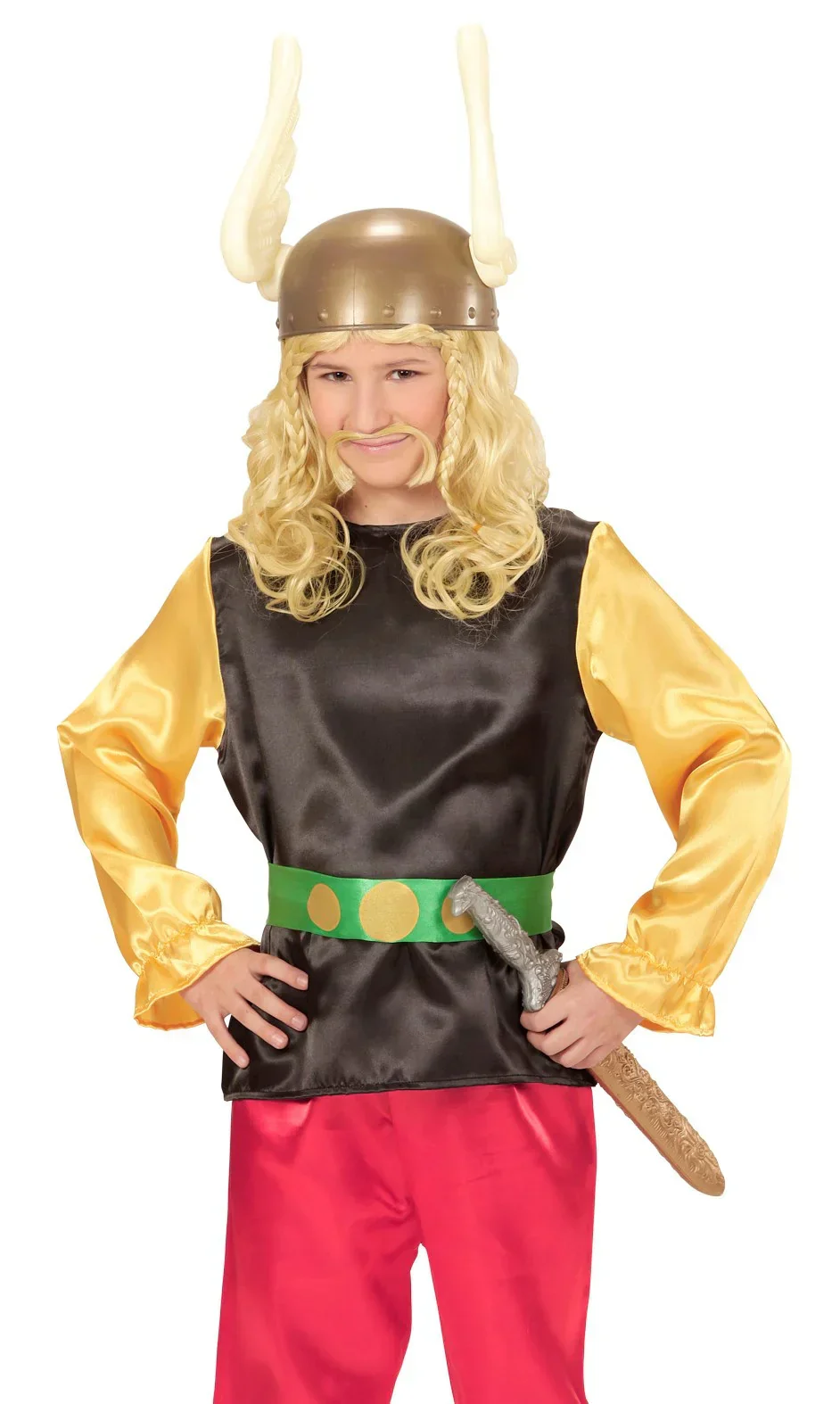 Peluca de Astérix Rubia con Bigote para Niño - Image 3
