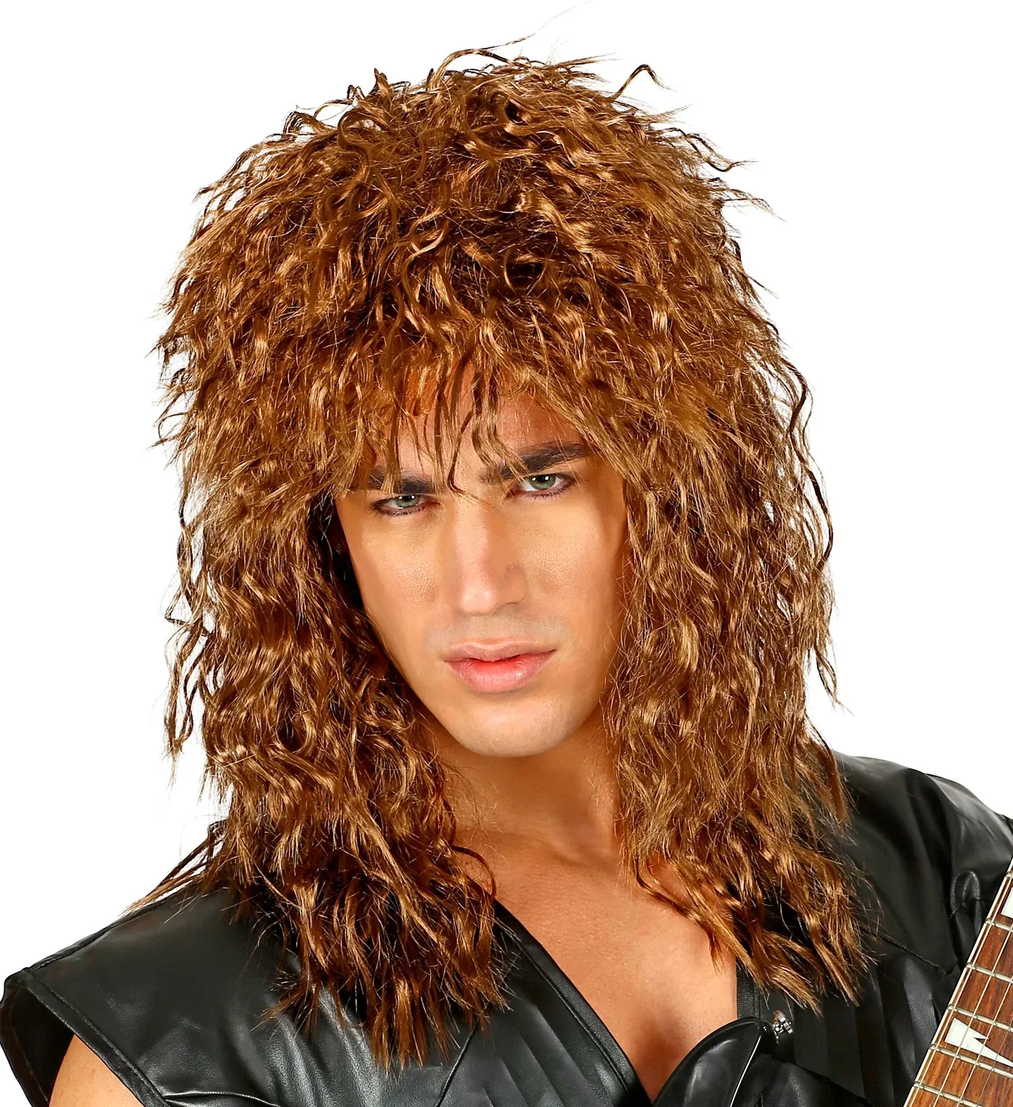 Peluca de Bon Jovi Castaña Estilo Años 80 - Image 2