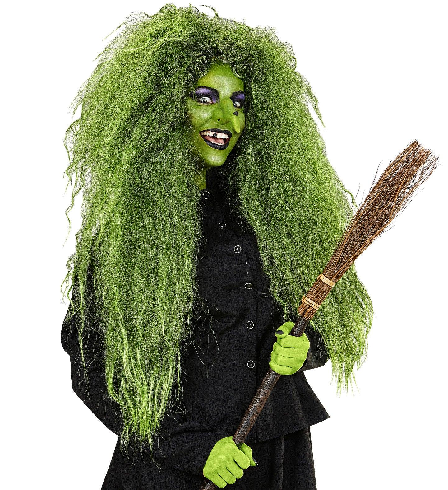 Peluca de Bruja Verde Afro Larga - Image 3