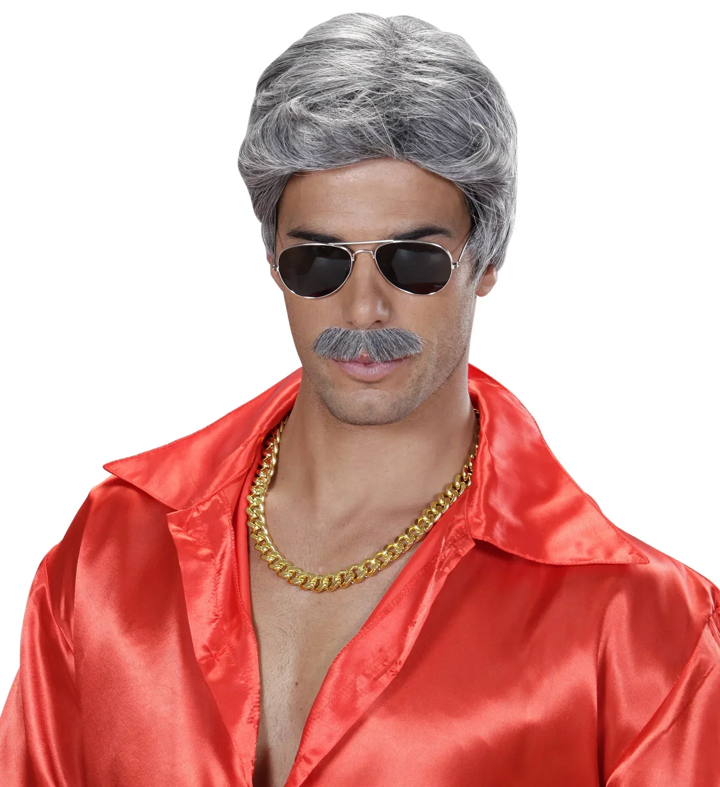 Peluca Canosa Corta de Hombre con Bigote - Image 2