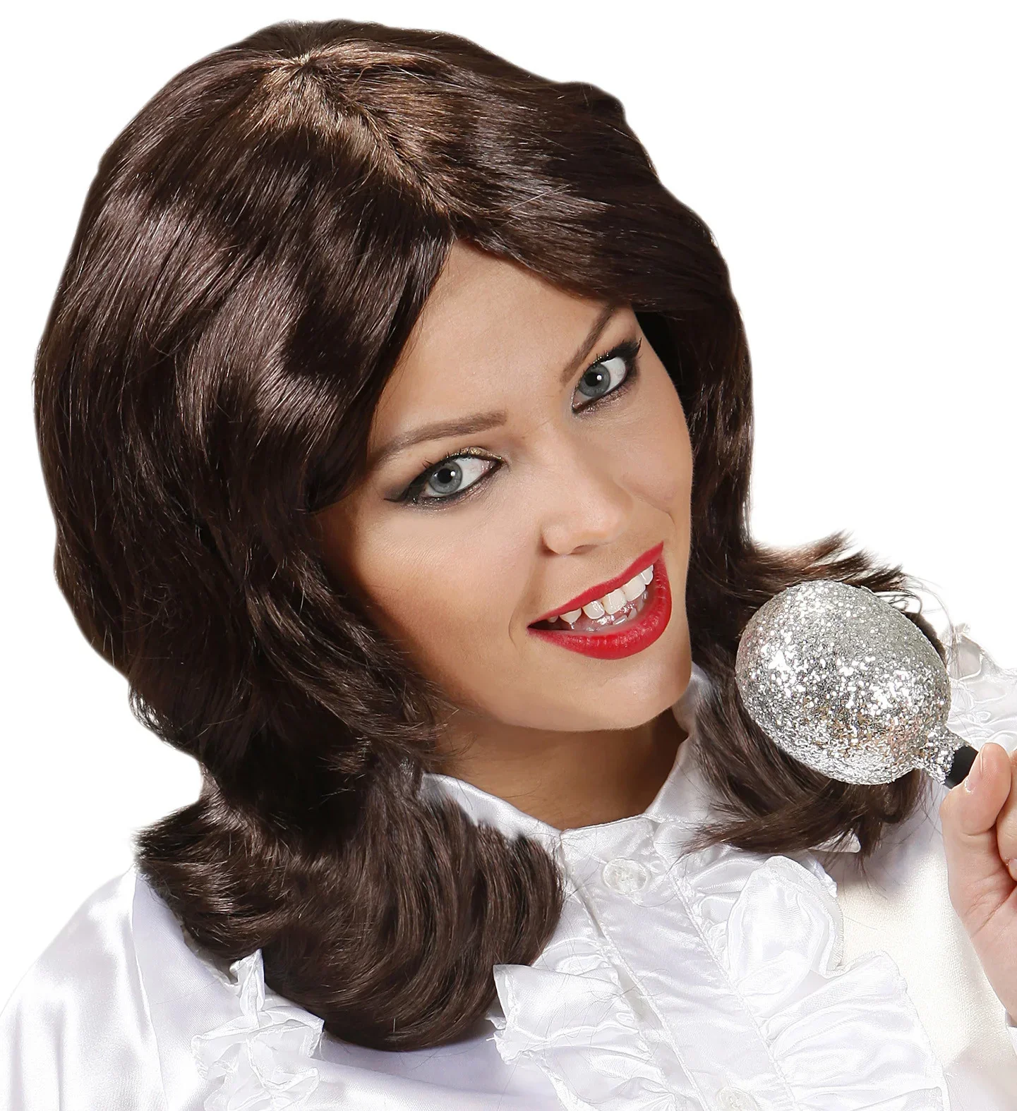 Peluca Castaña Años 70 de Cantante ABBA Mujer - Image 2