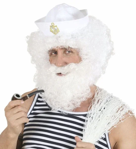 Peluca Blanca Rizosa con Barba - Image 5