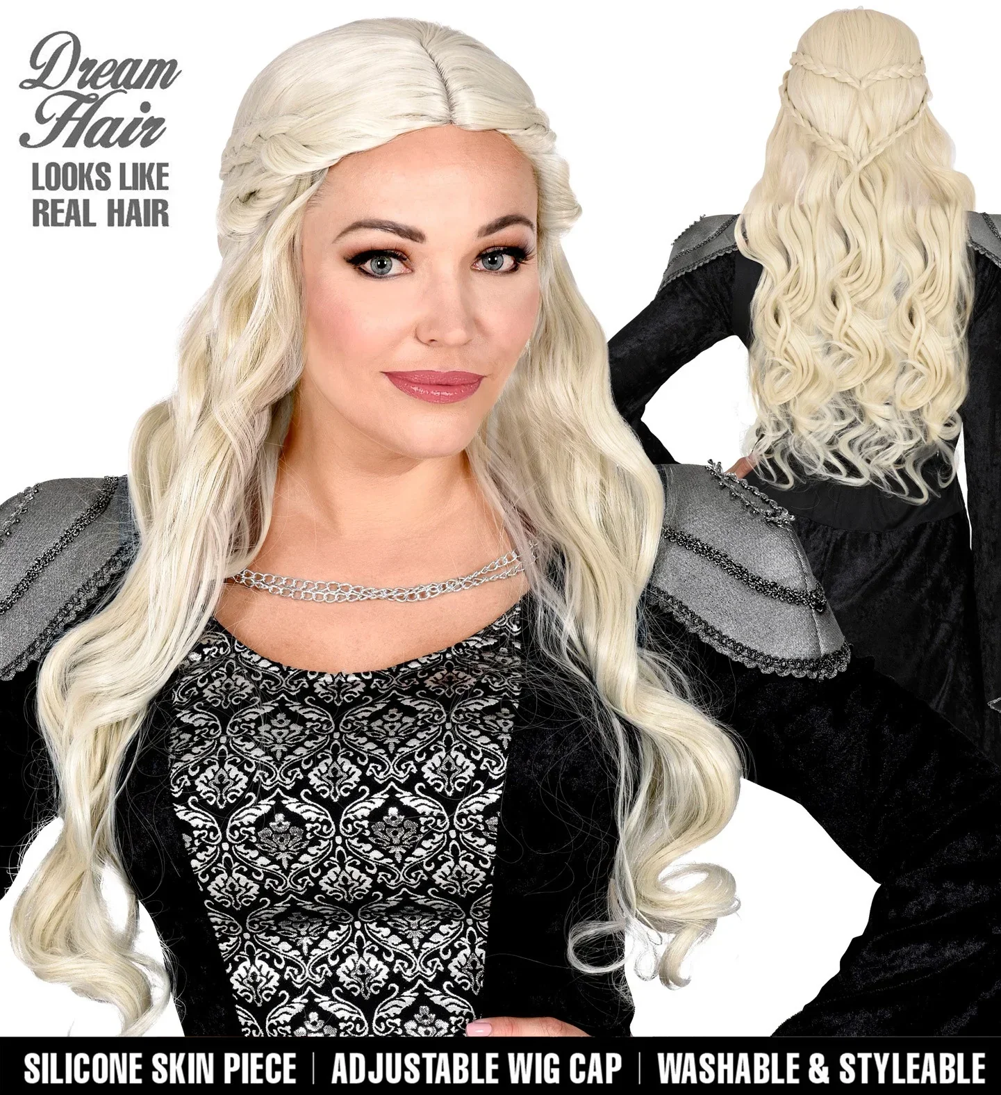 Peluca de Daenerys Targaryen Blanca de Melena Larga - Image 3