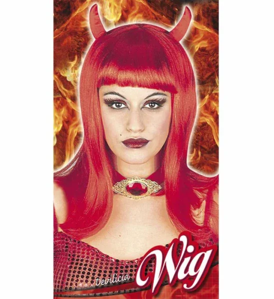 Peluca de Diabla Roja con Cuernos - Image 2