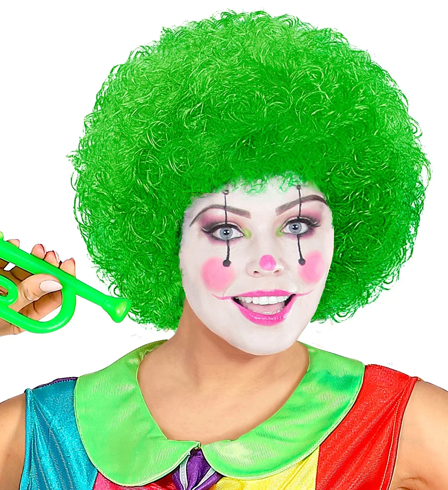 Peluca de Rizos Verdes de Payaso - Image 3