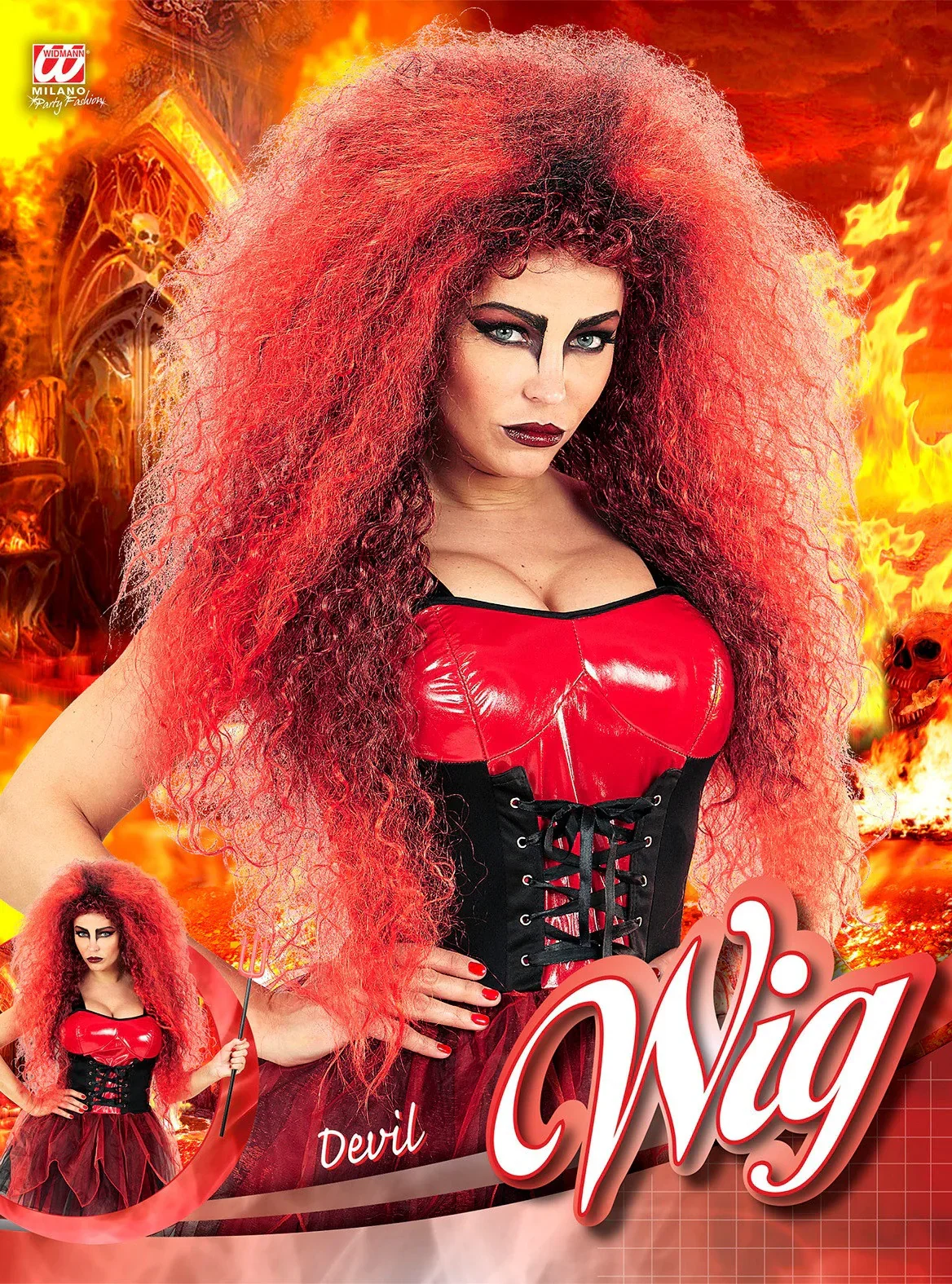 Peluca de Diablesa Roja Afro Larga - Image 3
