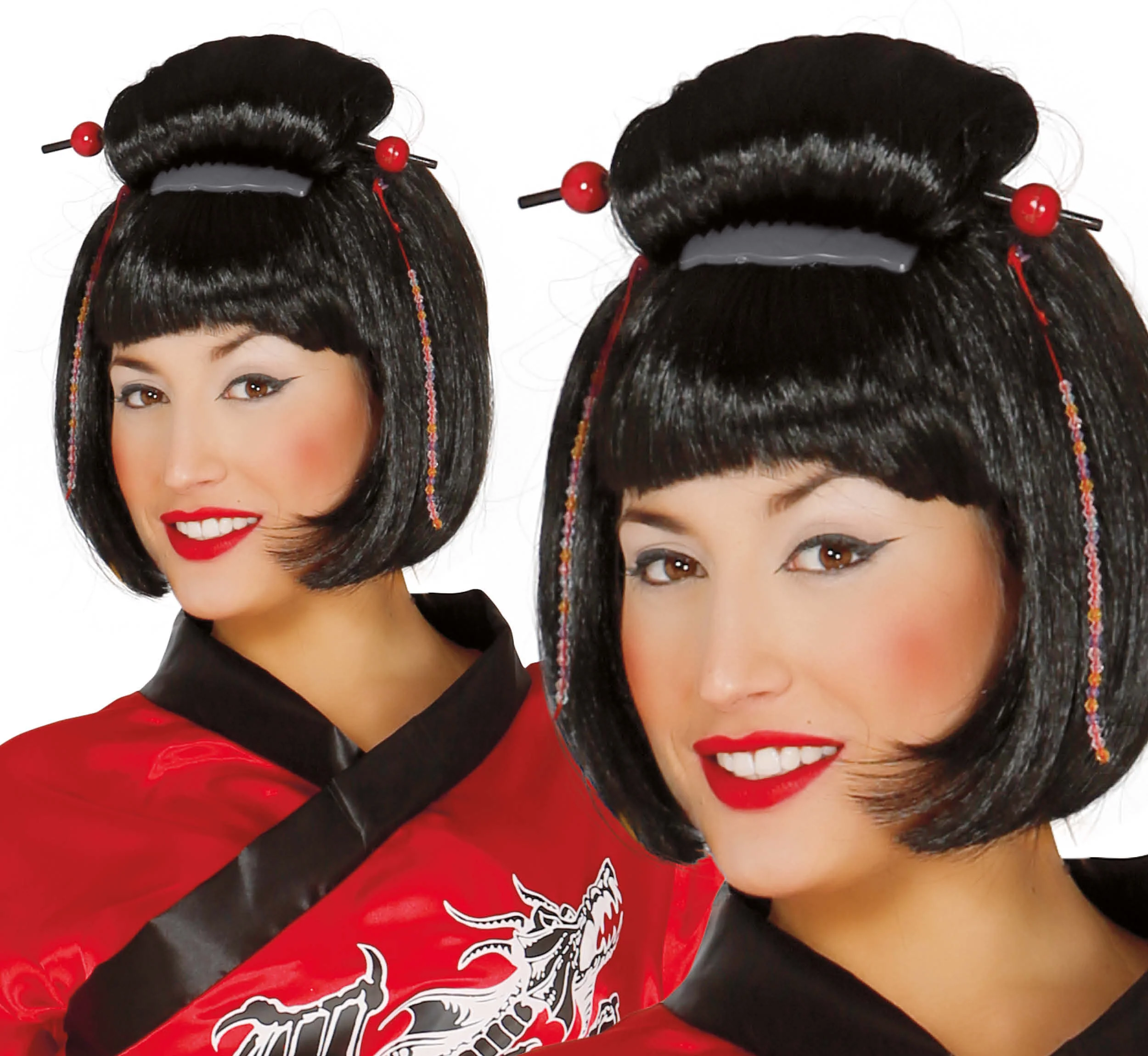 Peluca de Geisha Japonesa Morena - Image 3
