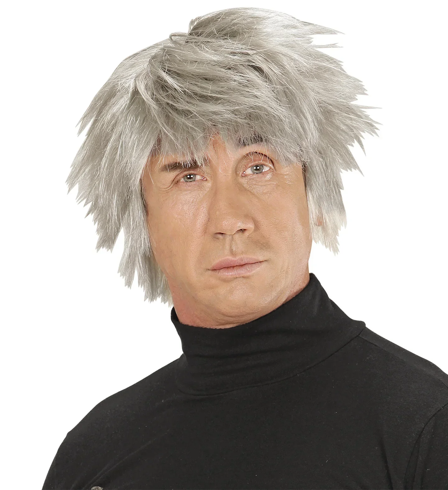 Peluca Gris con Pelo Liso Alborotado - Image 3