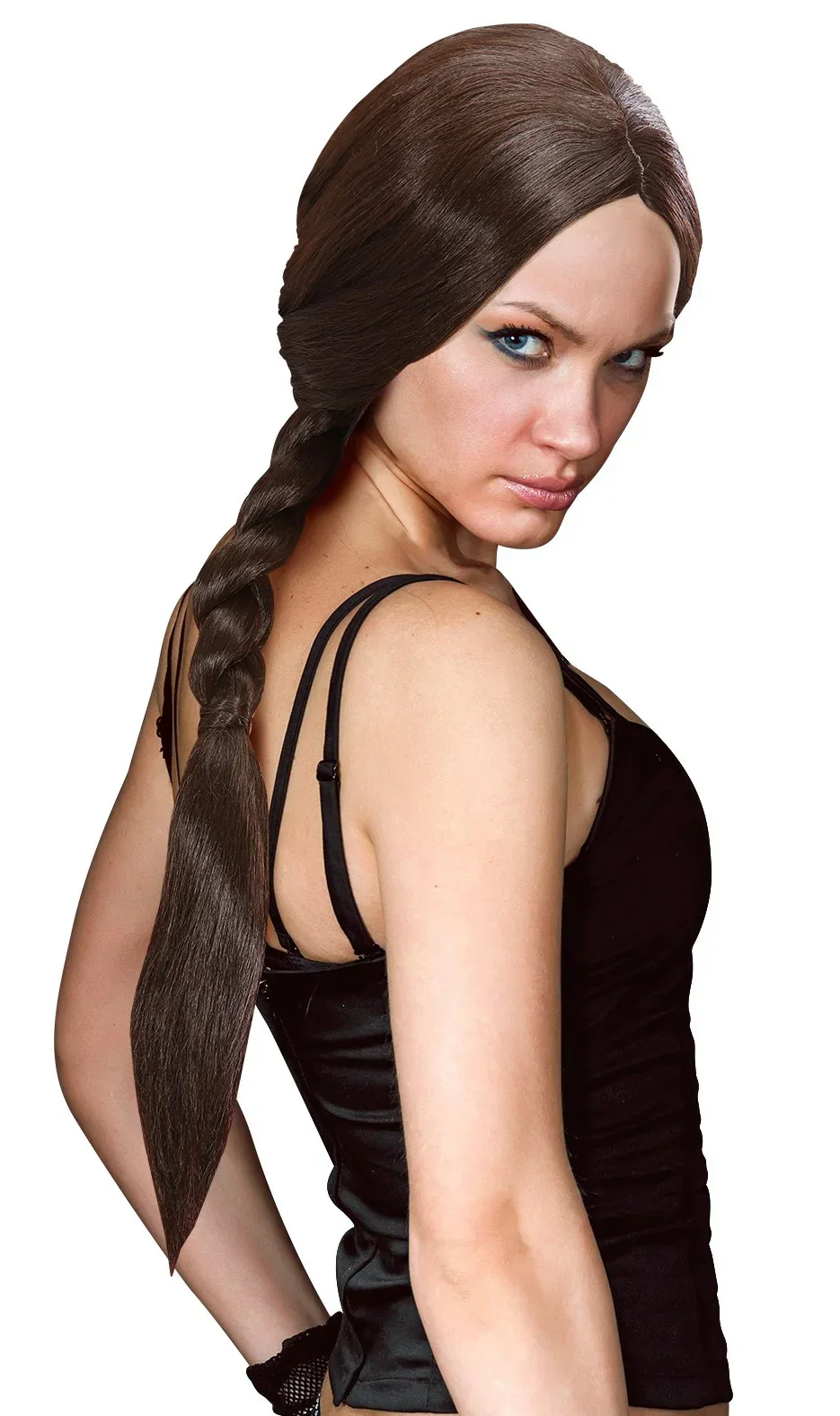 Peluca de Lara Croft Castaña con Trenza - Image 2