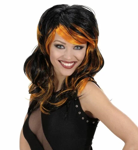 Peluca Morena con Mechas de Colores - Image 3