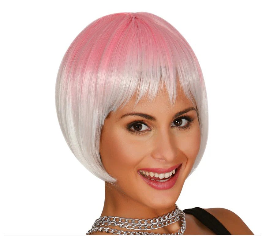 Peluca Melena Pelo Corto Rosa - Image 2