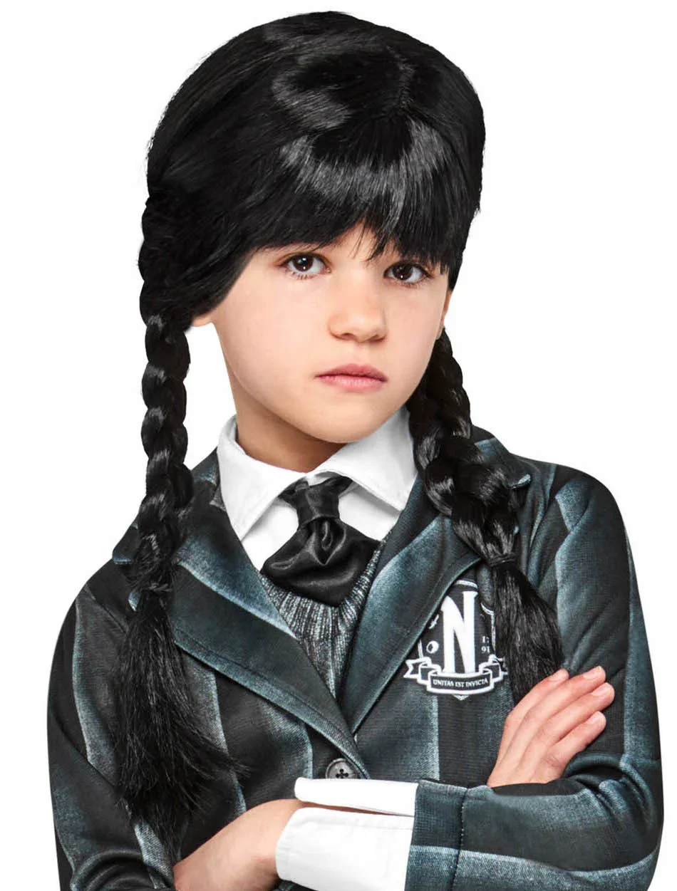 Peluca de Miércoles Addams con Trenzas Infantil - Image 2
