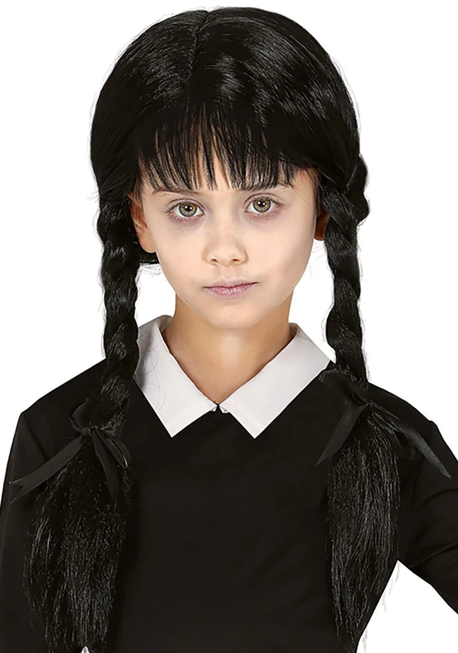 Peluca de Niña Gótica con Trenzas y Flequillo para Niña