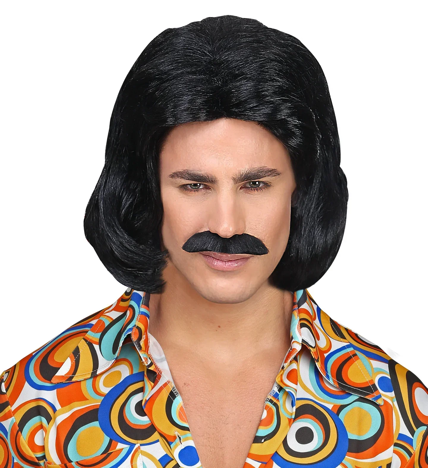 Peluca Morena Años 70 con Bigote - Image 2
