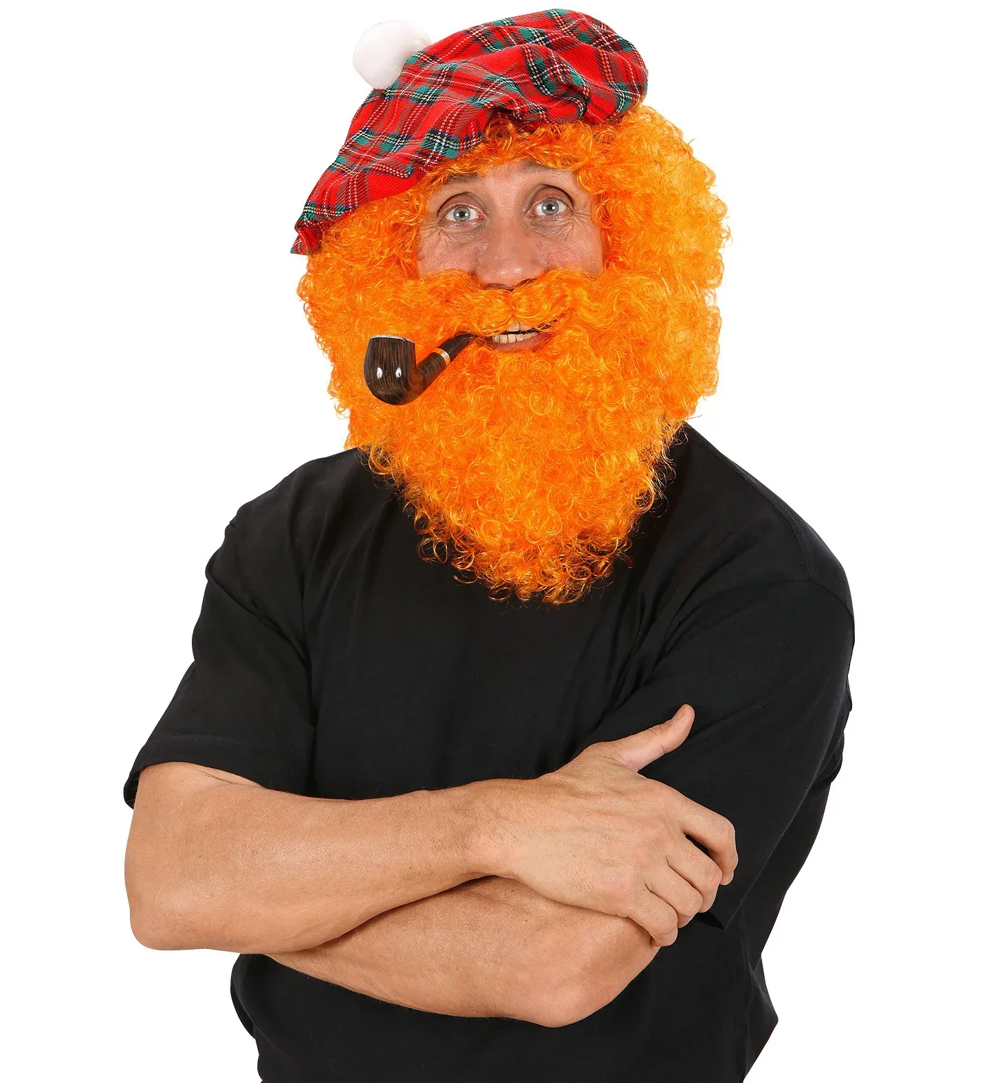 Peluca Naranja Rizada con Barba - Image 4