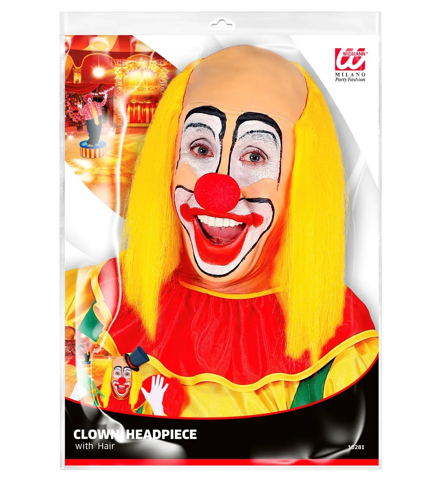 Peluca de Payaso Amarilla Lisa con Calva - Image 4