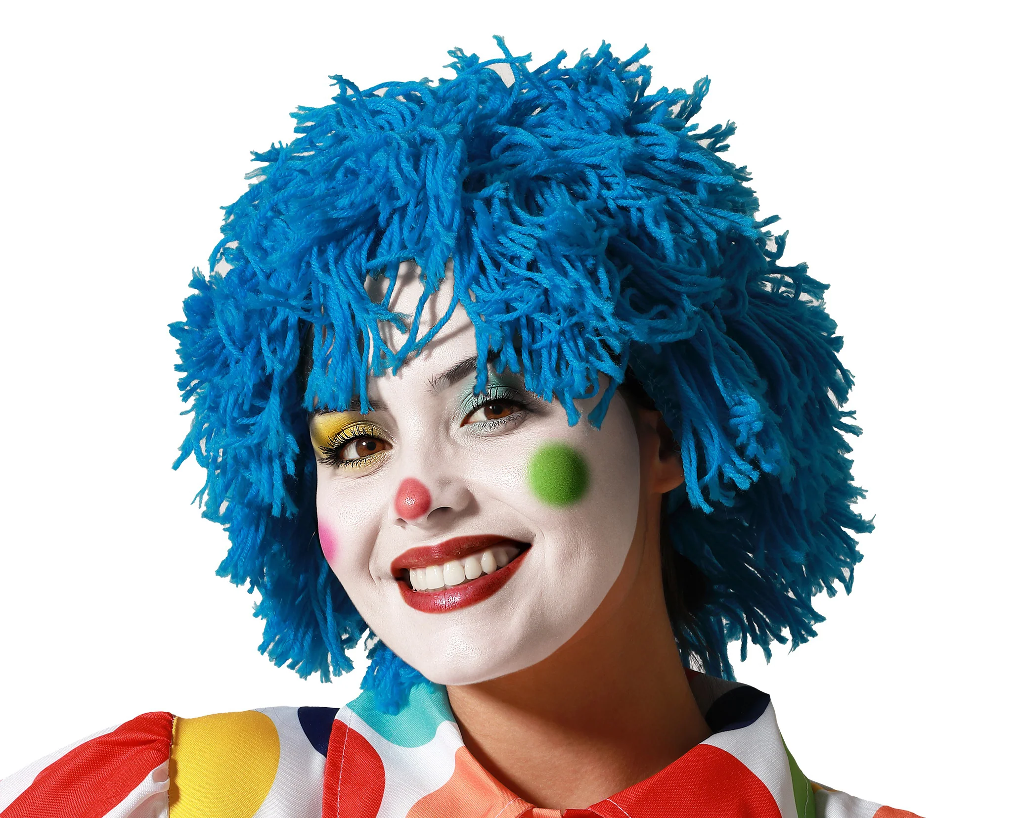 Peluca de Payaso Azul con Pelo Tipo Lana