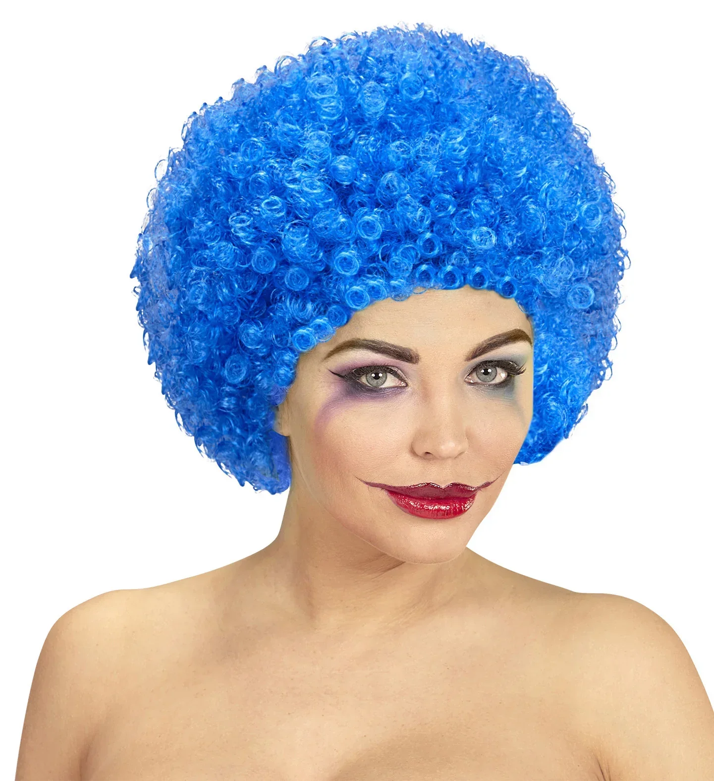 Peluca de Payaso Azul Rizada - Image 2