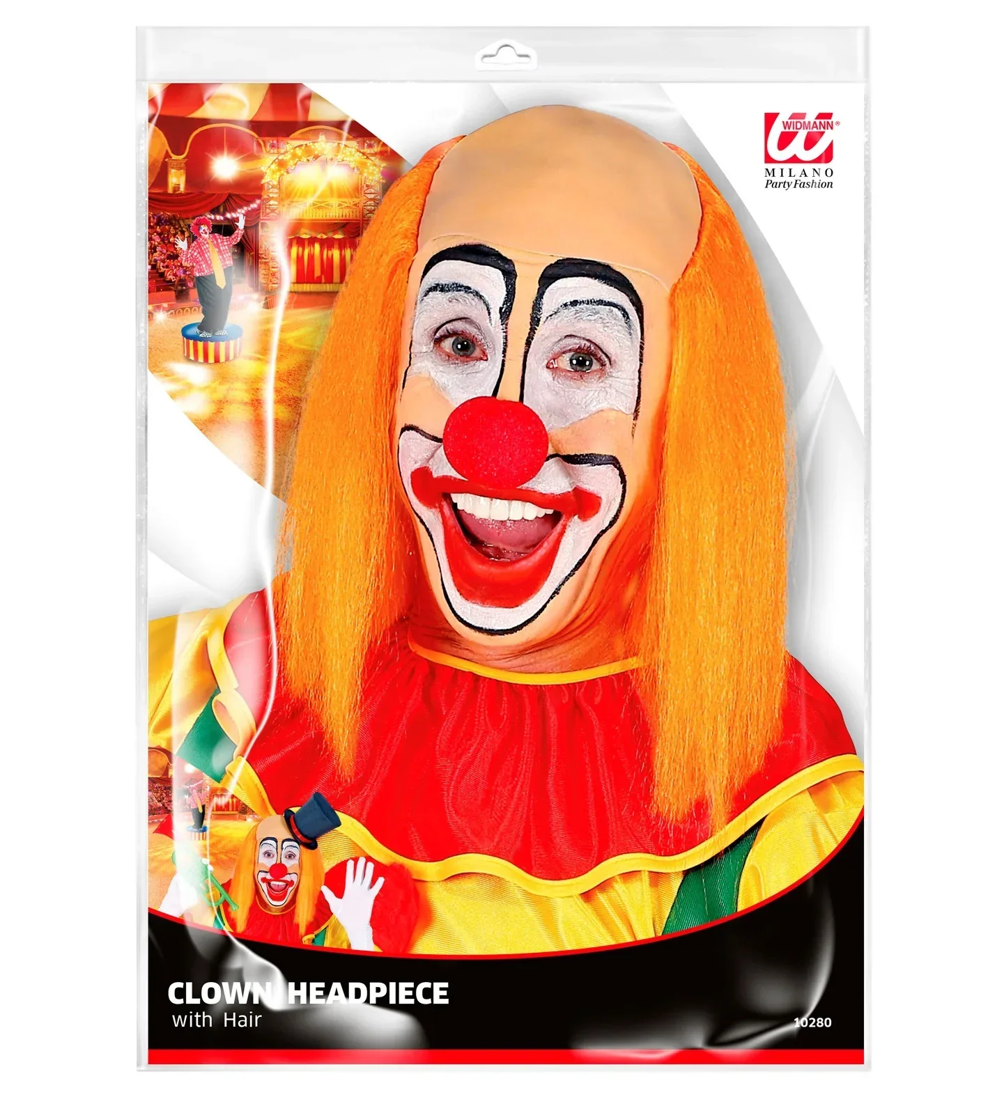 Peluca de Payaso Naranja Lisa con Calva - Image 4