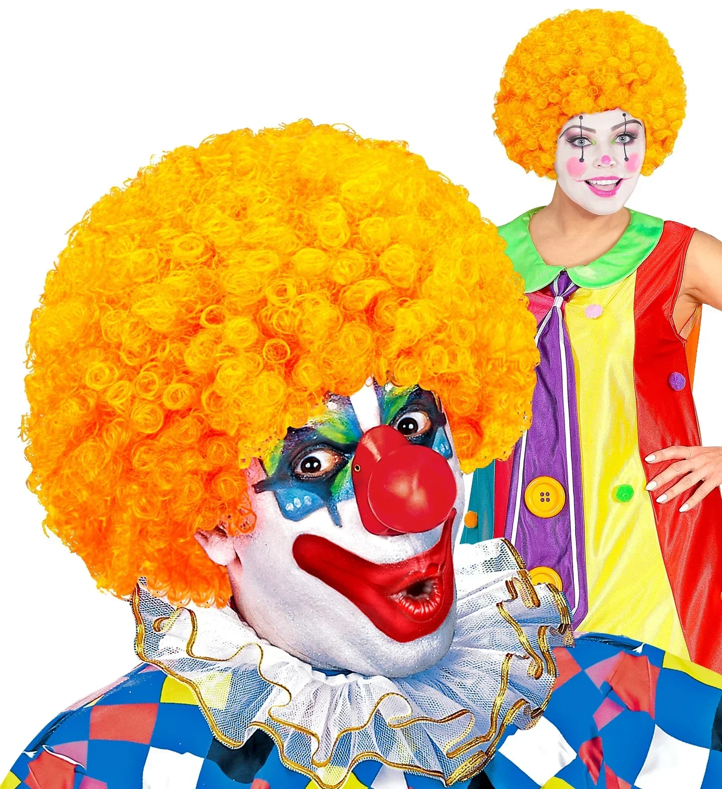 Peluca de Payaso Naranja Rizada