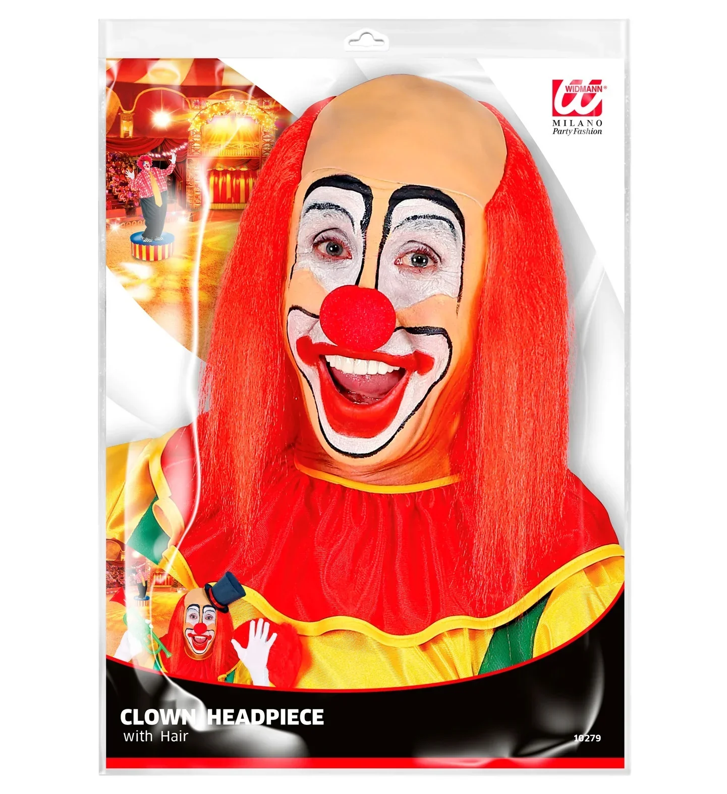 Peluca de Payaso Roja con Calva y Pelo Liso - Image 4