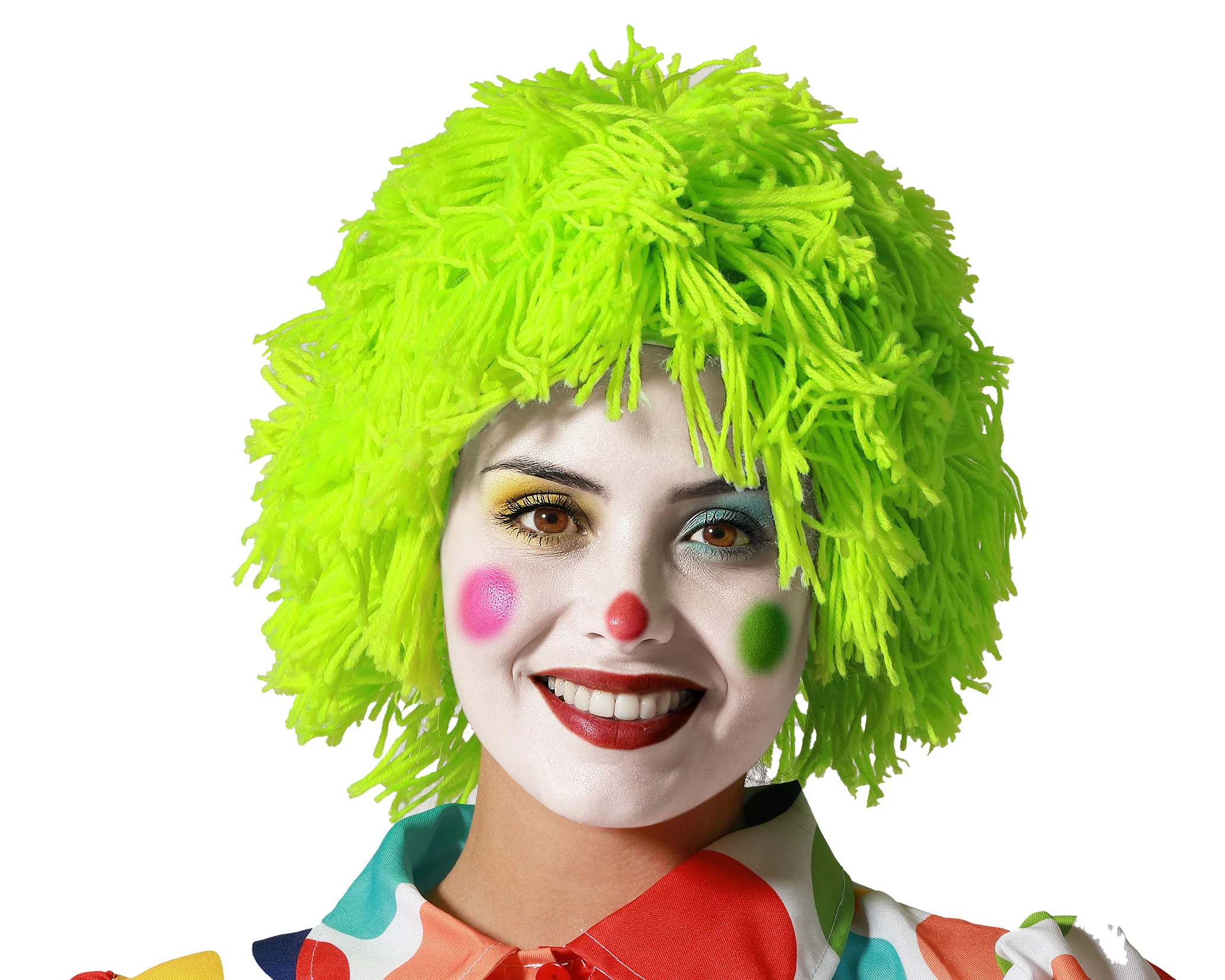 Peluca de Payaso Verde con Pelo Tipo Lana