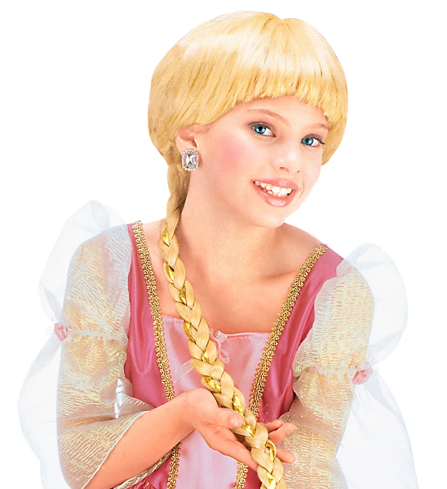 Peluca de Rapunzel Rubia con Trenza Larga Infantil