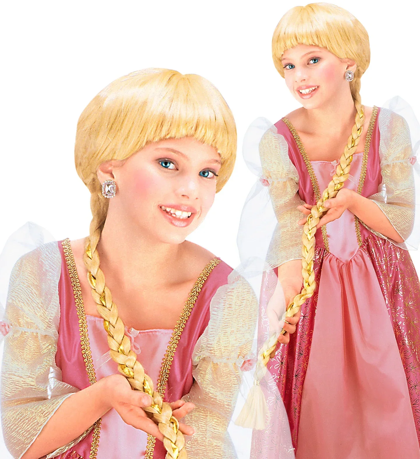 Peluca de Rapunzel Rubia con Trenza Larga Infantil - Image 3