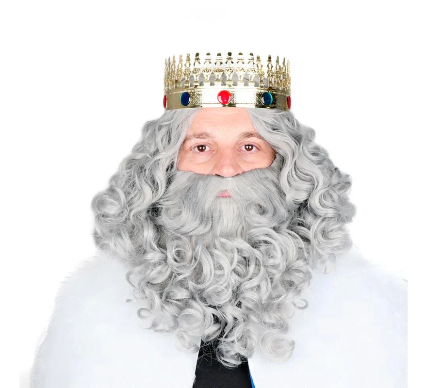 Peluca de Rey Mago Melchor Gris con Barba - Image 2
