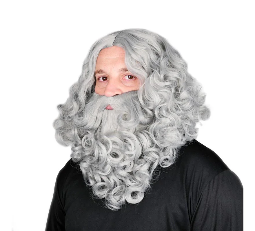 Peluca de Rey Mago Melchor Gris con Barba - Image 4