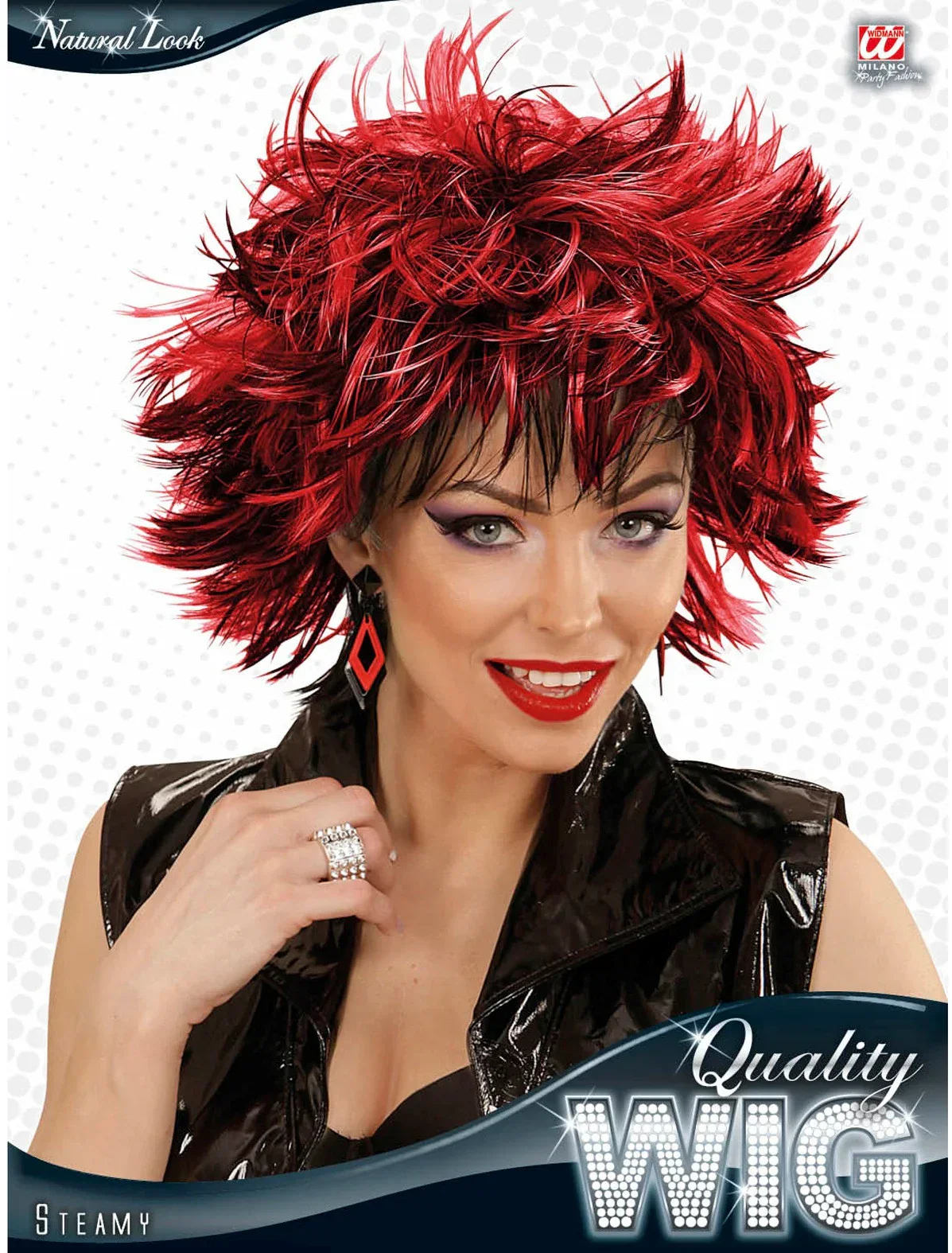 Peluca Rock con Mechas Rojas y Negras - Image 3