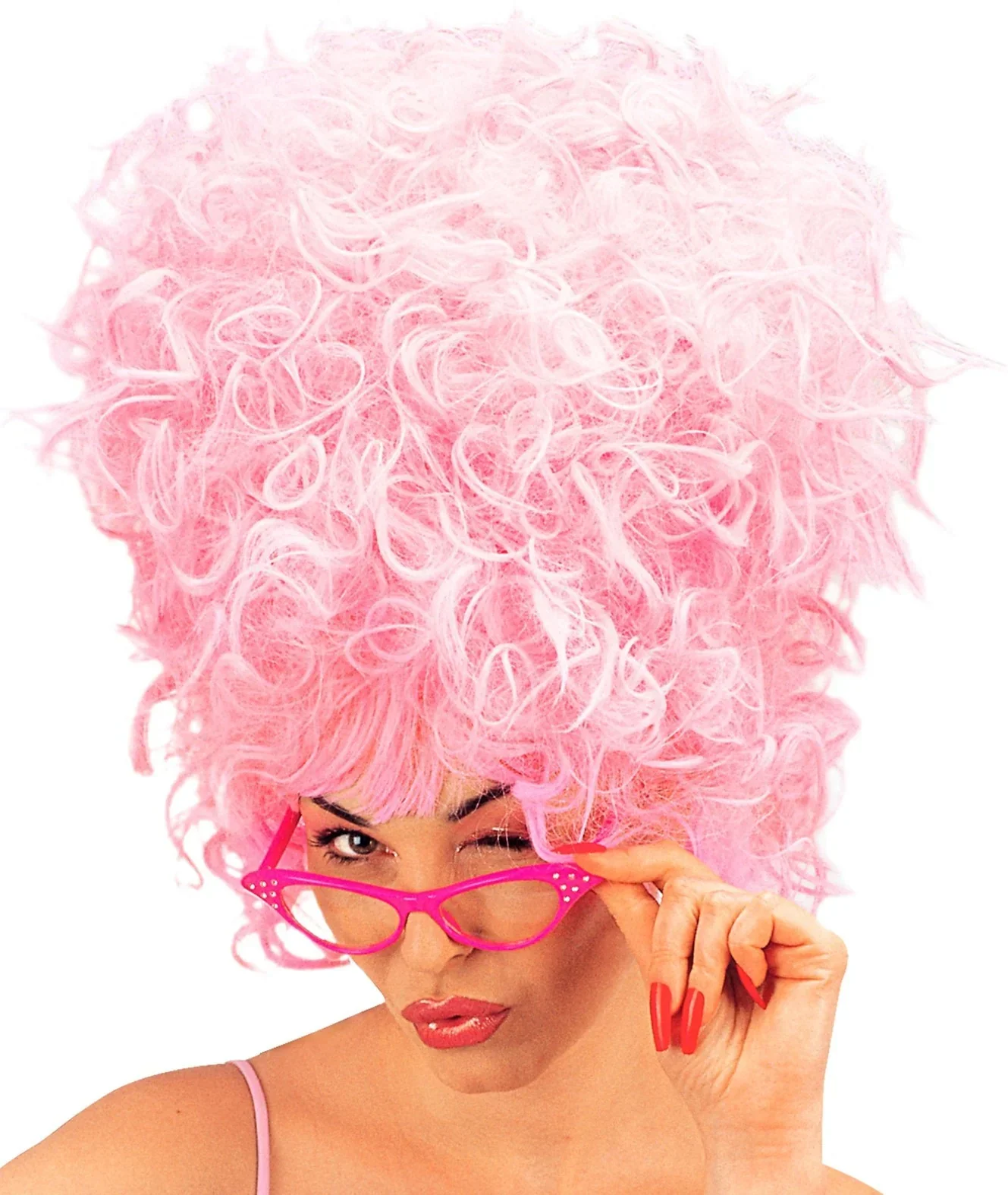 Peluca Rosa Tipo Afro