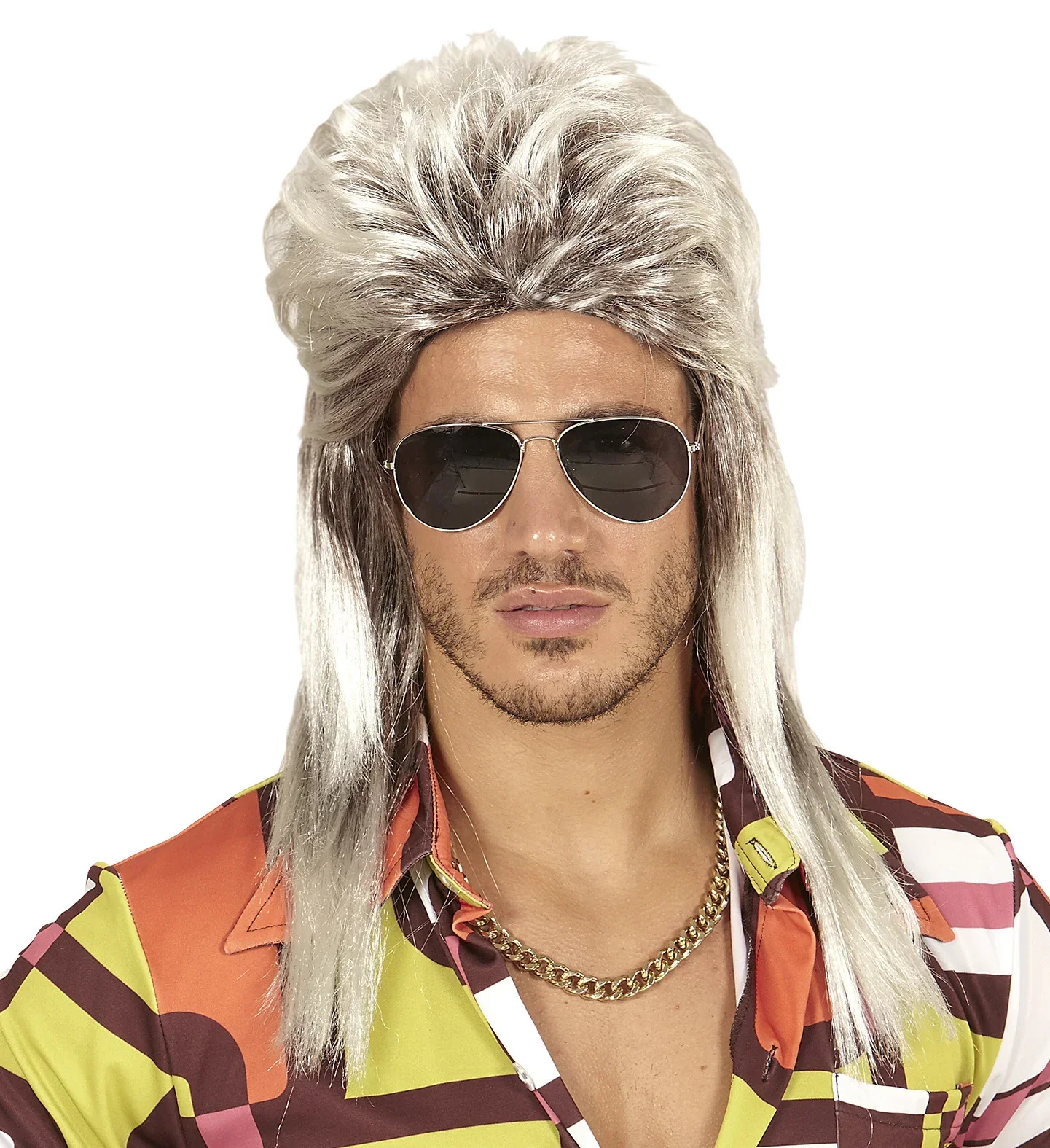 Peluca Rubia Estilo Mullet Años 80 de Hombre