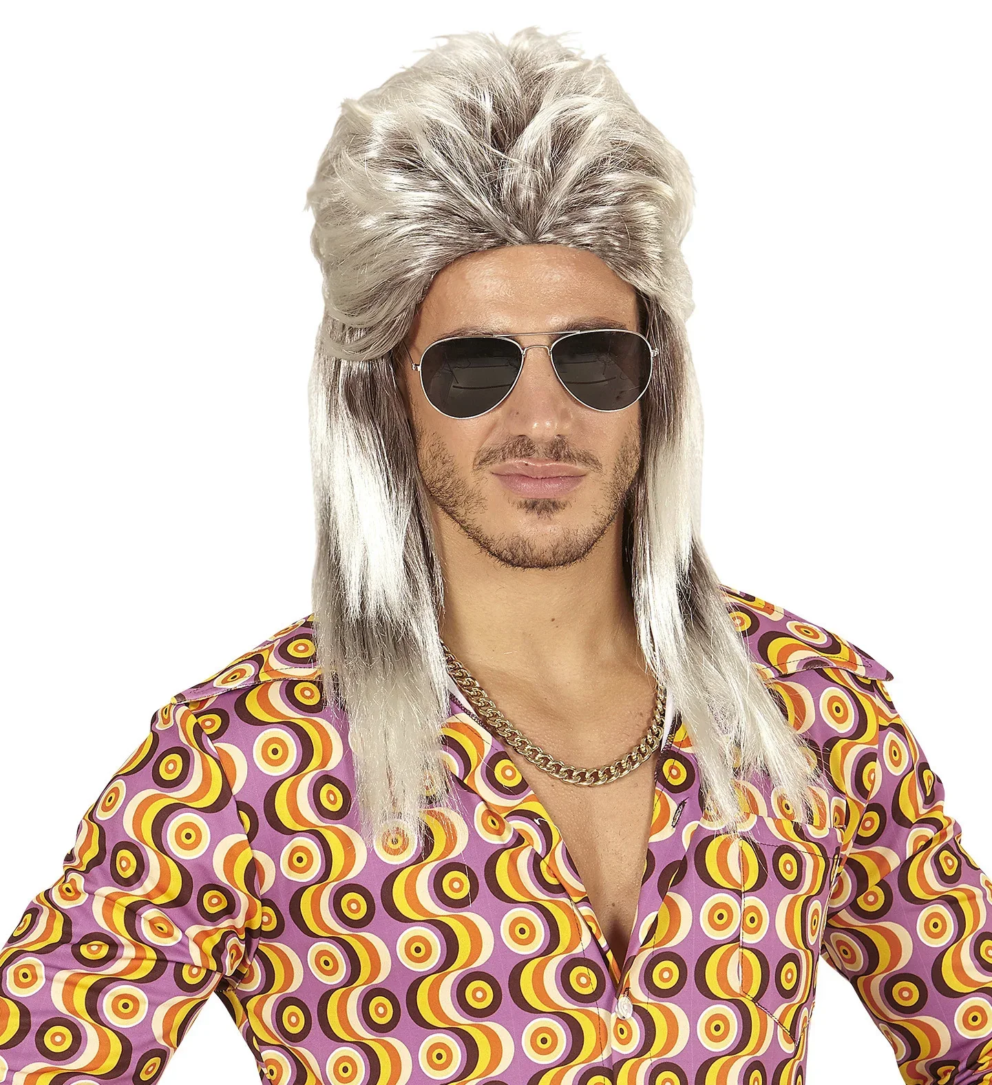 Peluca Rubia Estilo Mullet Años 80 de Hombre - Image 2