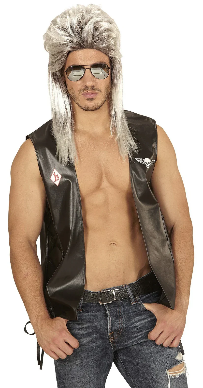 Peluca Rubia Estilo Mullet Años 80 de Hombre - Image 4