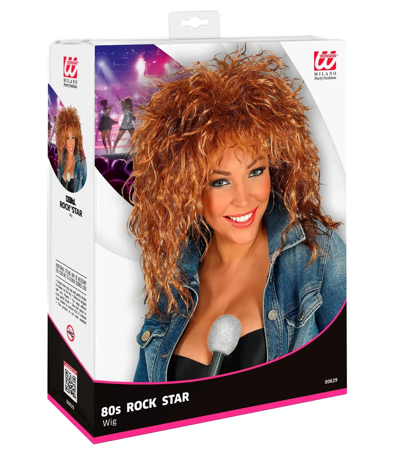 Peluca de Tina Turner Castaña Estilo Años 80 - Image 3
