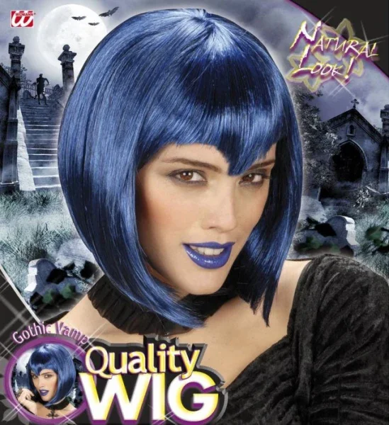 Peluca de Vampiresa Azul Corta - Image 4