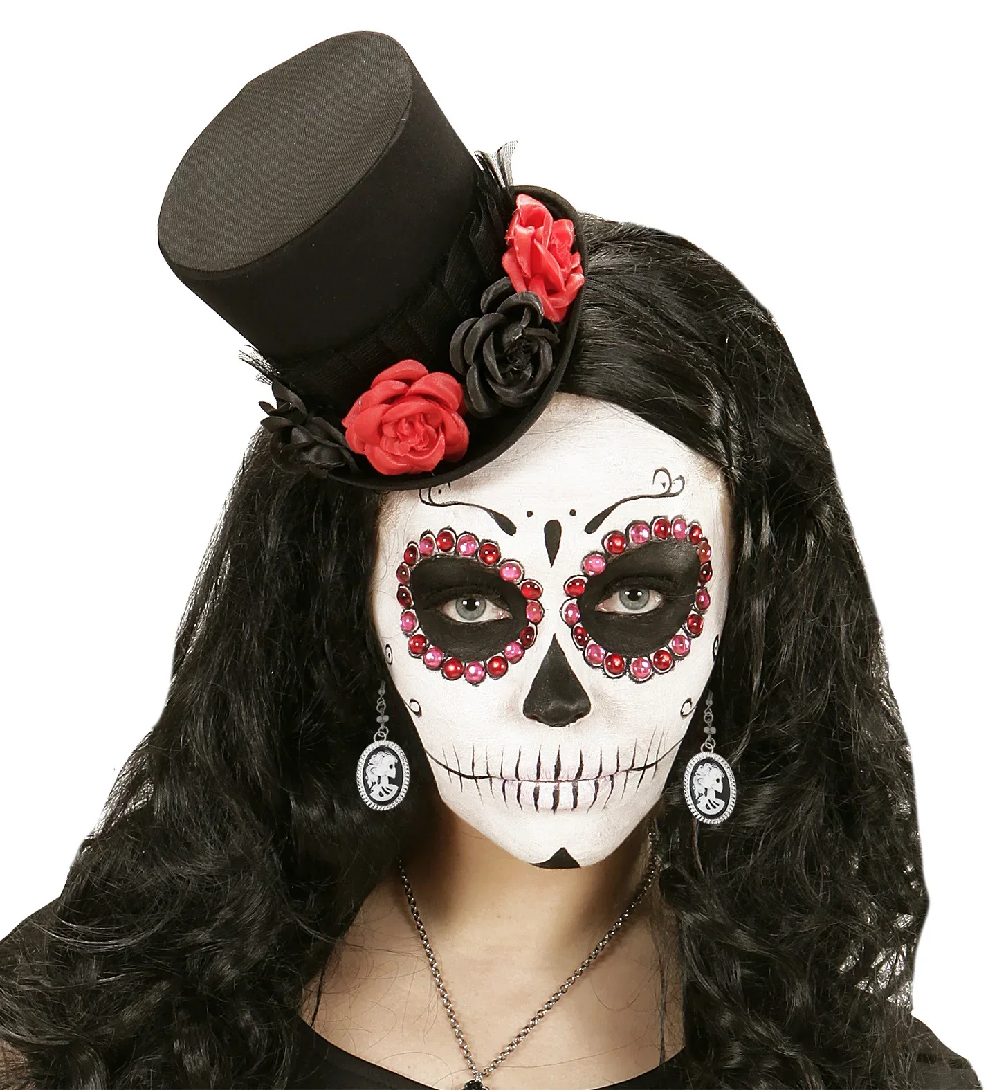Pendientes Cameo de Catrina Blancos y Negros - Image 2