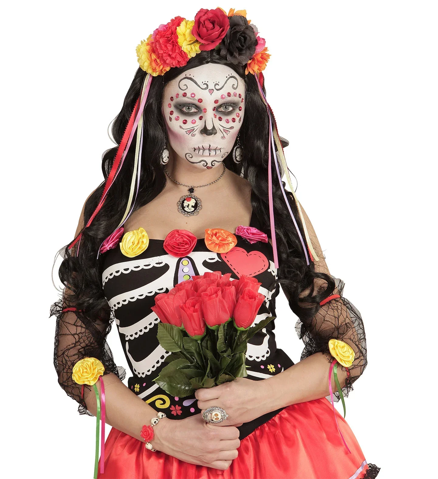 Pendientes Cameo de Catrina Blancos y Negros - Image 4